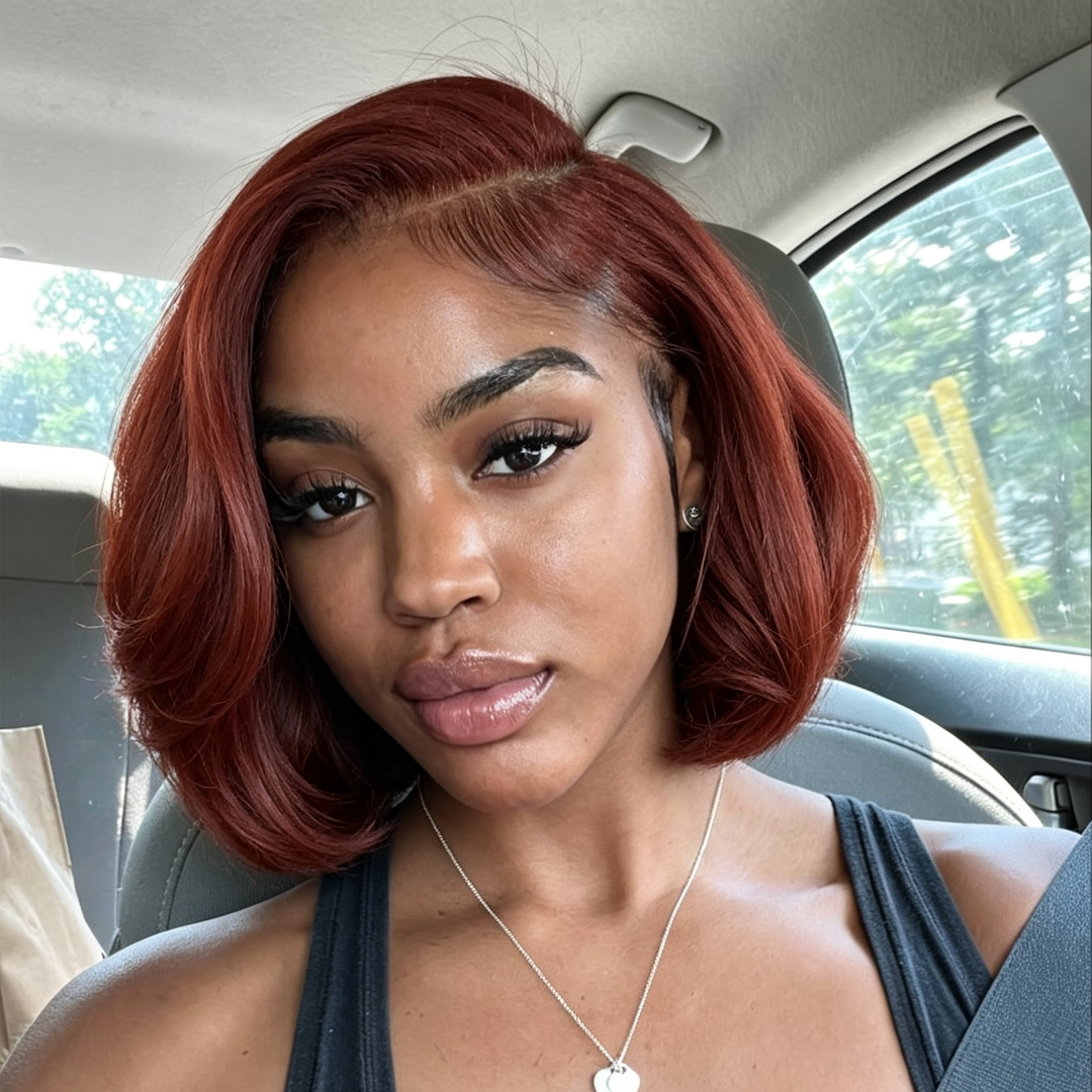 Coupe Dame 13x4 Double Drawn Layered Bob 100% Human Hair Top Quality 8Inch Wigs Different Color Available Pay On Delivery
