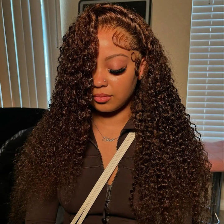 5x5 Burmese Curly HD Lace Frontal Wigs Human Hair Honey Brown Color  High Quality 100% Human Hair COD Available