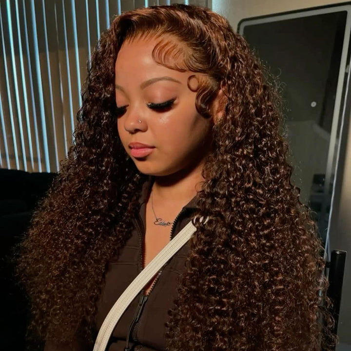 5x5 Burmese Curly HD Lace Frontal Wigs Human Hair Honey Brown Color  High Quality 100% Human Hair COD Available