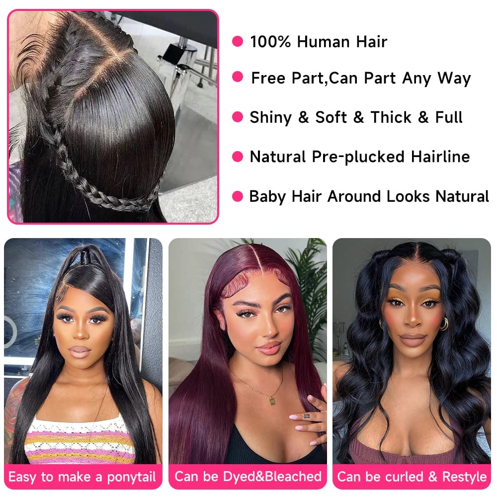 5X5 SDD 100% Human Hair Lace Front Wig Straight Human Hair Wig Natural Color Pay On Delivery