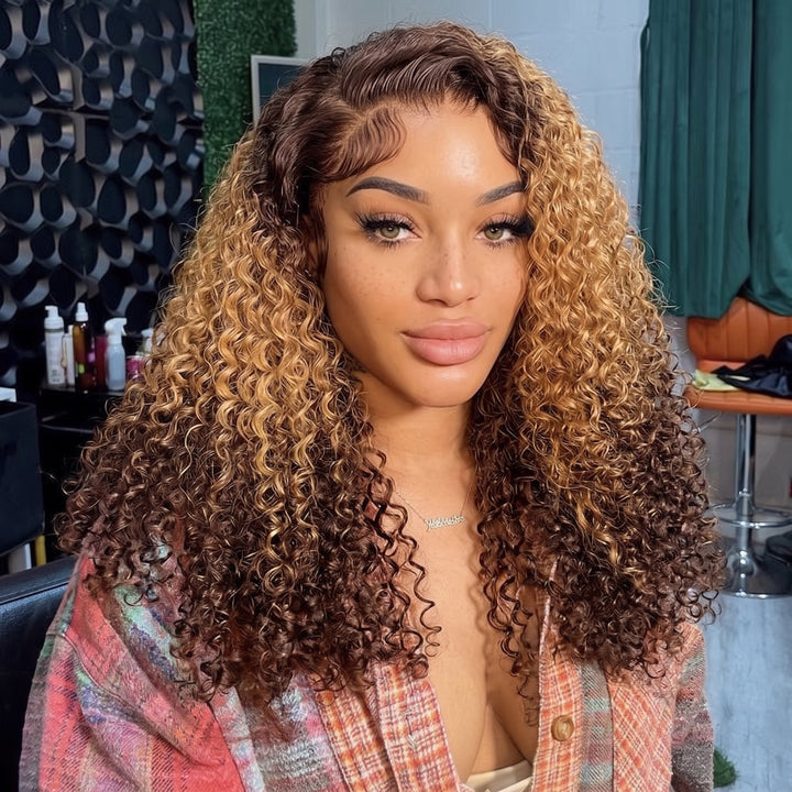 5x5 Burmese Curly HD Lace Frontal Wigs Human Hair T4/27/4 Ombre Color High Quality 100% Human Hair COD Available