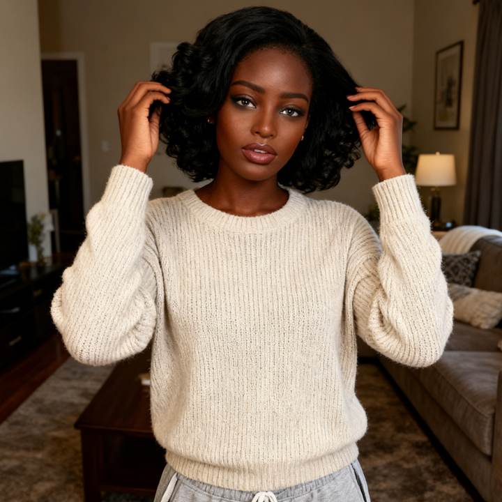 13x4 Lace Wig Short Bouncy Curls 100% Human Hair Top Quality Different Color Available Pay On Delivery