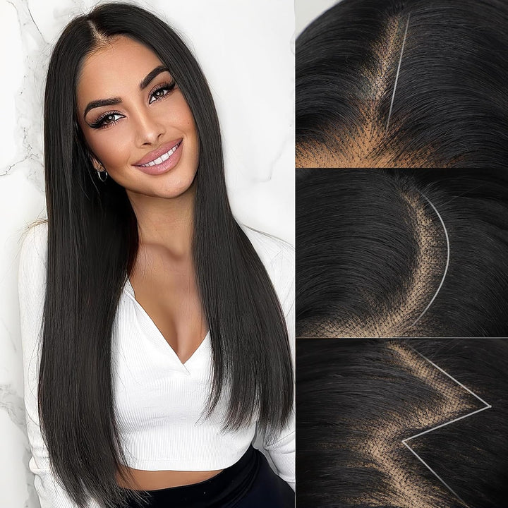 5X5 SDD 100% Human Hair Lace Front Wig Straight Human Hair Wig Natural Color Pay On Delivery