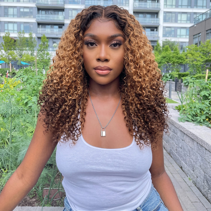 5x5 Burmese Curly HD Lace Frontal Wigs Human Hair T4/27/4 Ombre Color High Quality 100% Human Hair COD Available