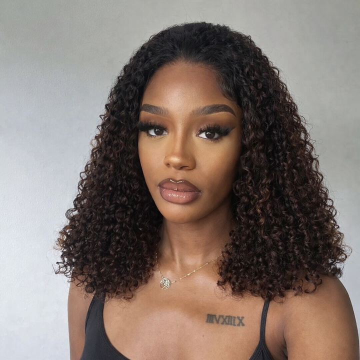 5x5 Burmese Curly HD Lace Frontal Wigs Human Hair 1B/Honey Brown Ombre Color  High Quality 100% Human Hair COD Available