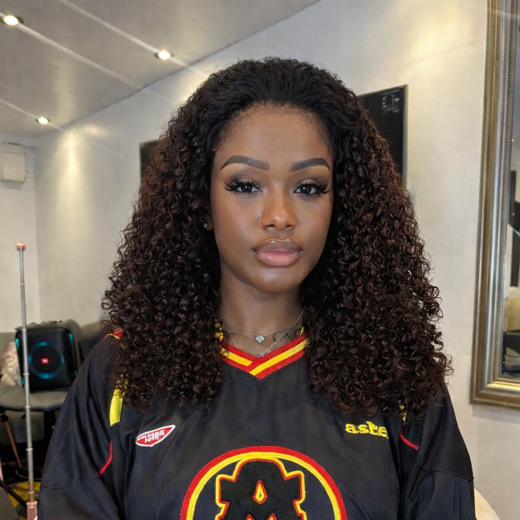 5x5 Burmese Curly HD Lace Frontal Wigs Human Hair 1B/Honey Brown Ombre Color  High Quality 100% Human Hair COD Available