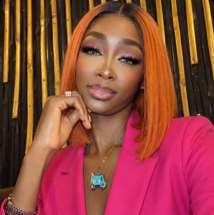 2x6 Silk Straight Bob Lace Frontal Wigs Bone Straight Human Hair 4/350 Ombre Color High Quality 100% Human Hair COD Available