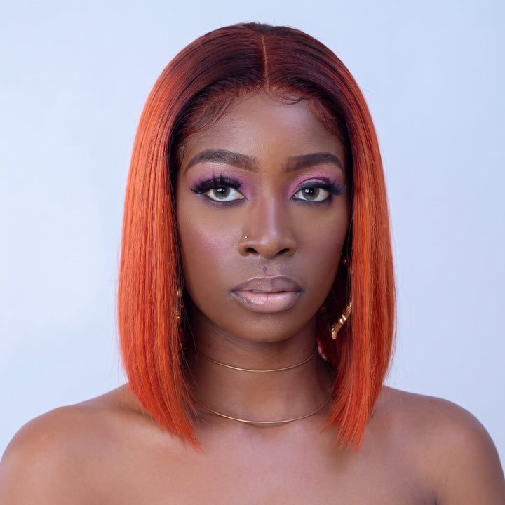 2x6 Silk Straight Bob Lace Frontal Wigs Bone Straight Human Hair 4/350 Ombre Color High Quality 100% Human Hair COD Available