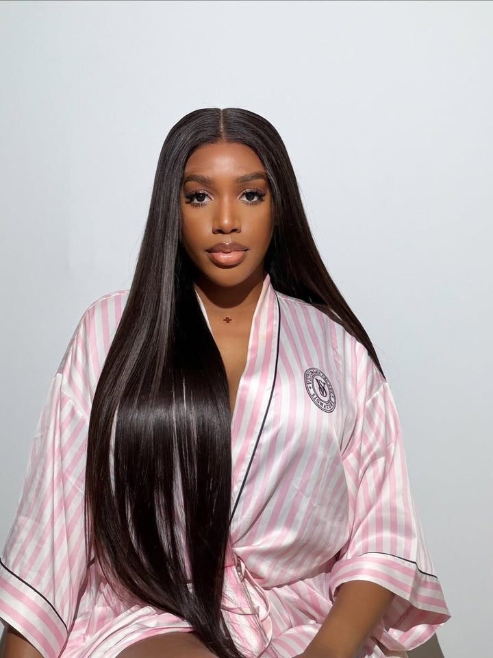5X5 SDD 100% Human Hair Lace Front Wig Straight Human Hair Wig Natural Color Pay On Delivery