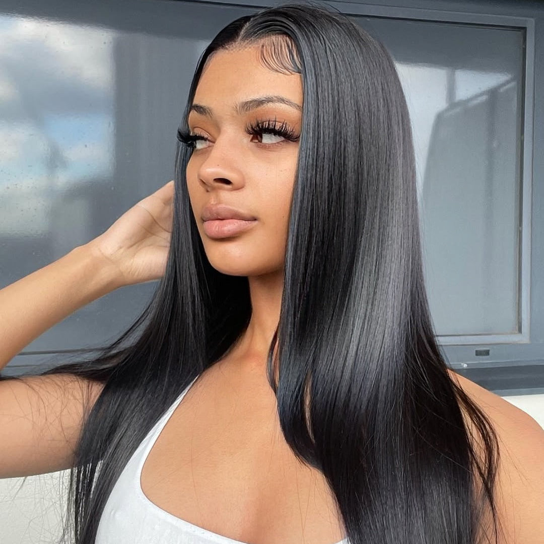 5X5 SDD 100% Human Hair Lace Front Wig Straight Human Hair Wig Natural Color Pay On Delivery