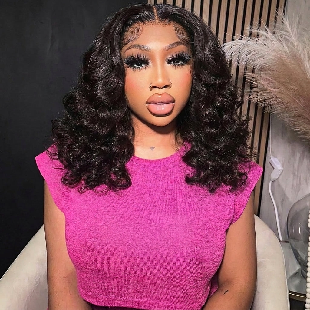 5x5 Bouncy Curly HD Lace Frontal Wigs Human Hair Honey Borwn Color High Quality 100% Human Hair COD Available