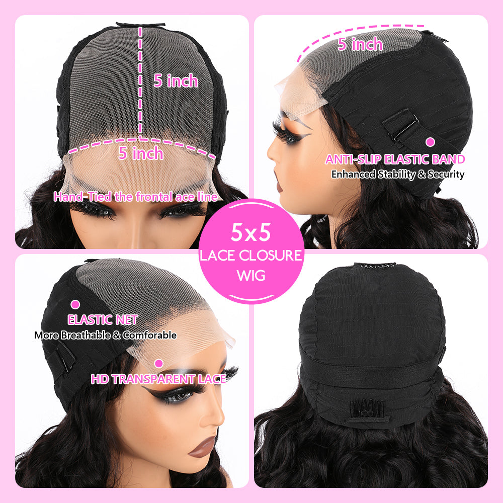 5x5 Bouncy Curly HD Lace Frontal Wigs Human Hair Natural Color High Quality 100% Human Hair COD Available