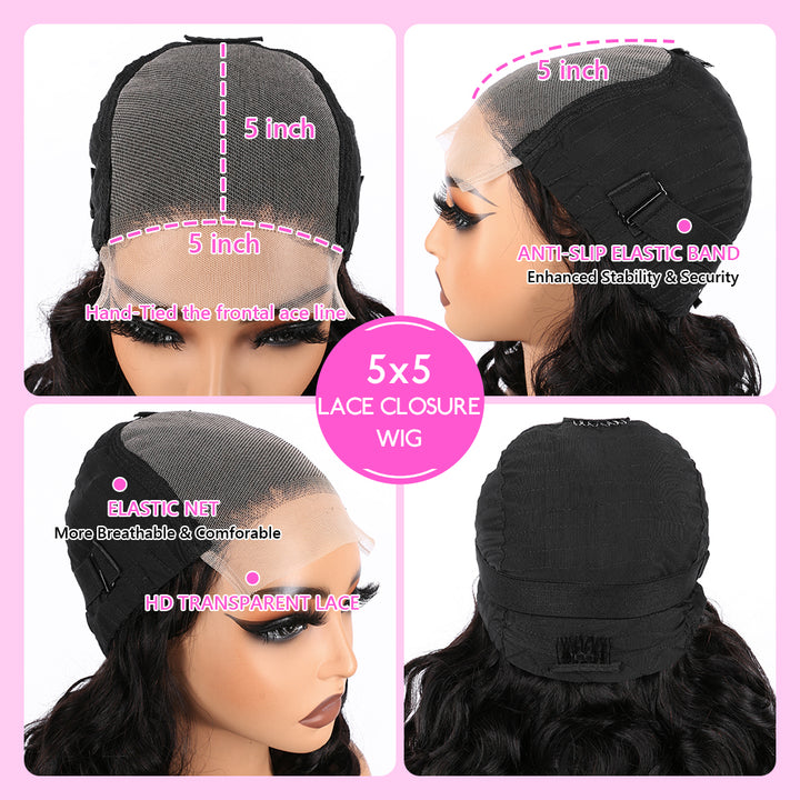 5x5 Bouncy Curly HD Lace Frontal Wigs Human Hair Natural Color High Quality 100% Human Hair COD Available