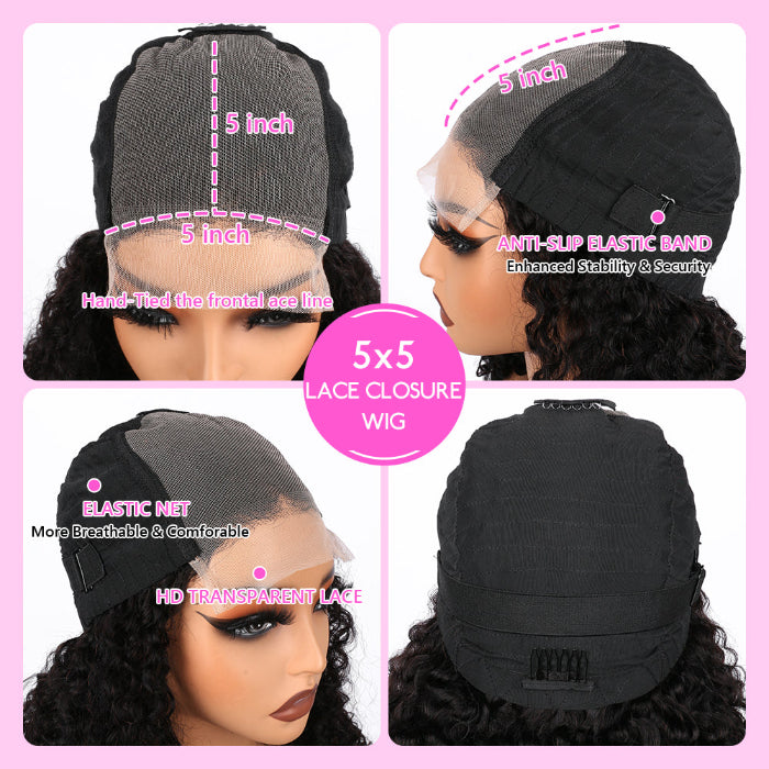 5x5 Burmese Curly HD Lace Frontal Wigs Human Hair Natural Color High Quality 100% Human Hair COD Available