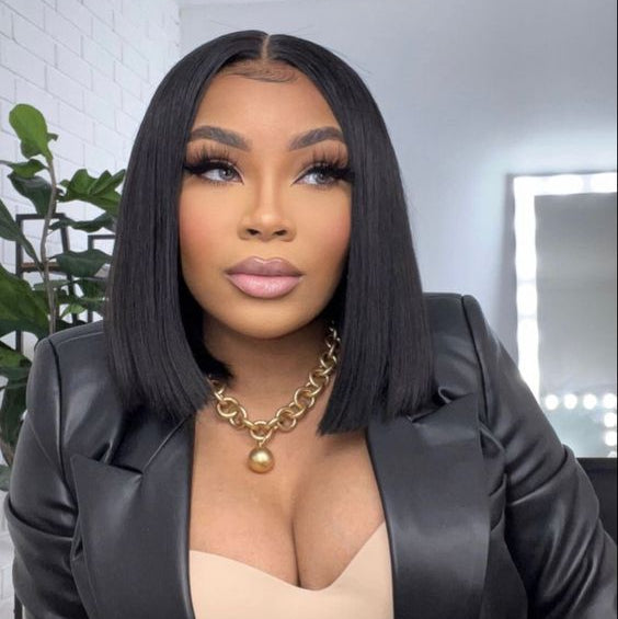 2x6 Silk Straight Bob Lace Frontal Wigs Human Hair Bone Straight Natural Color High Quality 100% Human Hair Pay on delivery