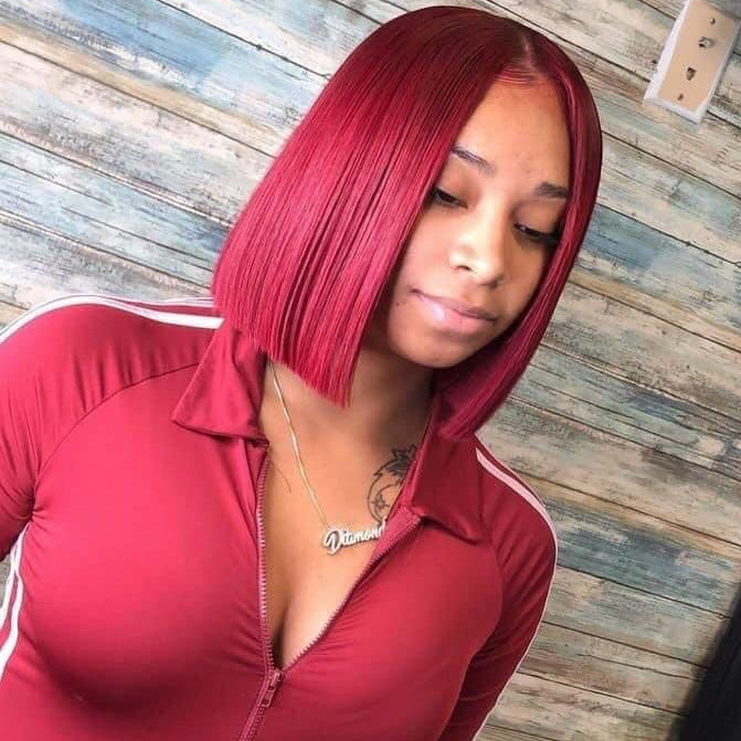 2x6 Silk Straight Bob Lace Frontal Wigs Bone Straight Human Hair 99J Color High Quality 100% Human Hair COD Available