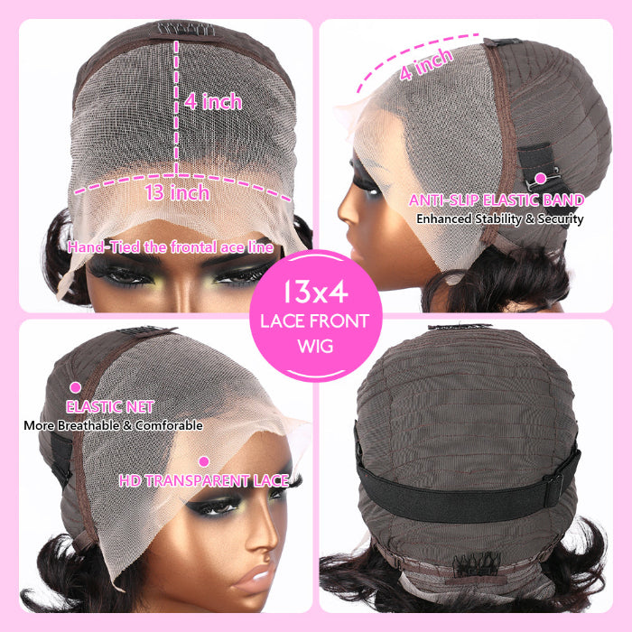 Coupe Dame 13x4 Double Drawn 100% Human Hair Top Quality 8Inch Wigs Different Color Available Pay On Delivery