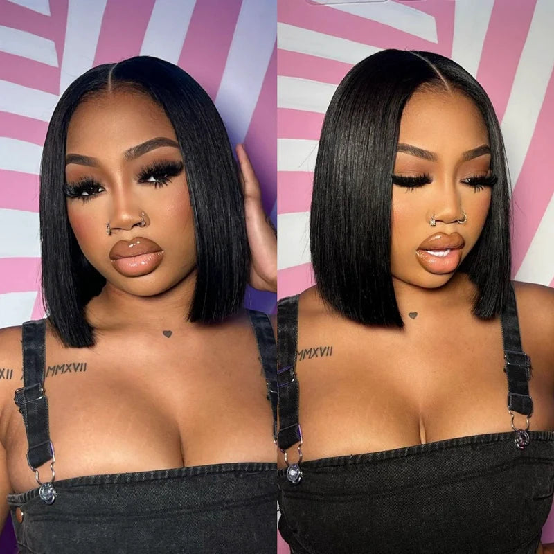 2x6 Silk Straight Bob Lace Frontal Wigs Human Hair Natural Color High Quality 100% Human Hair COD Available