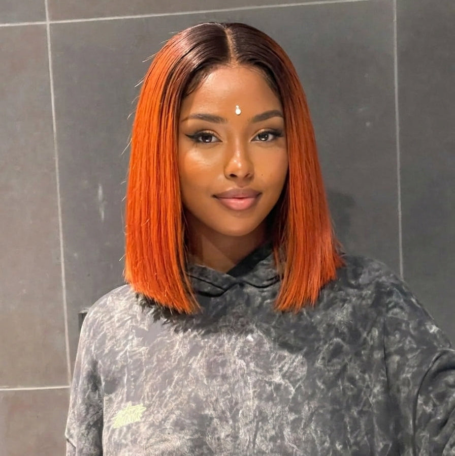 2x6 Silk Straight Bob Lace Frontal Wigs Bone Straight Human Hair 4/350 Ombre Color High Quality 100% Human Hair COD Available