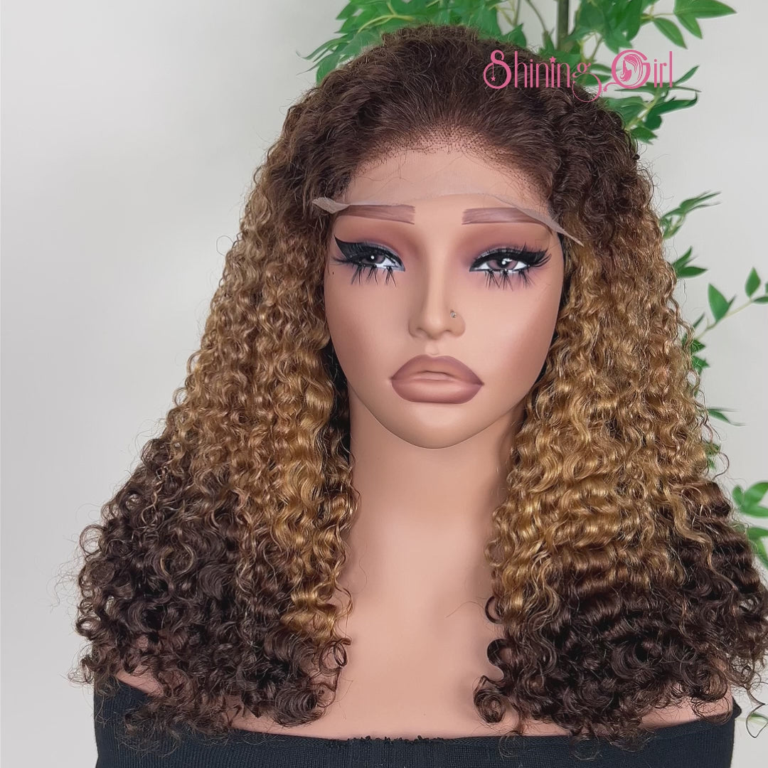 5x5 Burmese Curly HD Lace Frontal Wigs Human Hair T4/27/4 Ombre Color High Quality 100% Human Hair COD Available