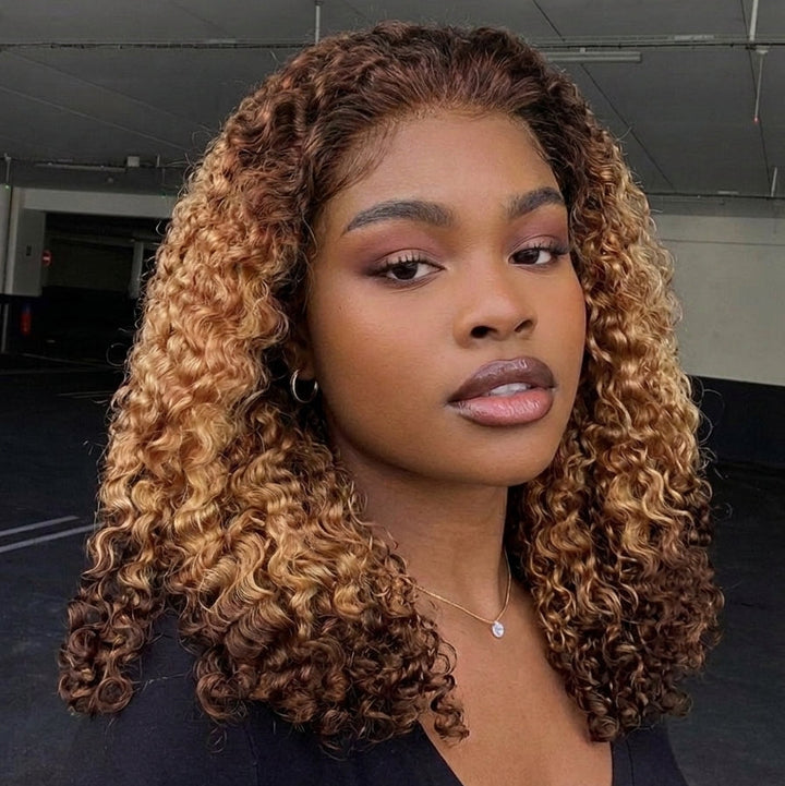5x5 Burmese Curly HD Lace Frontal Wigs Human Hair T4/27/4 Ombre Color High Quality 100% Human Hair COD Available